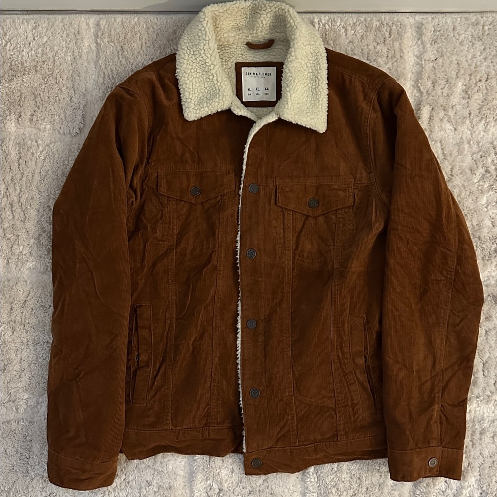Urban Outfitters Brown Corduroy Jacket with Cream Collar